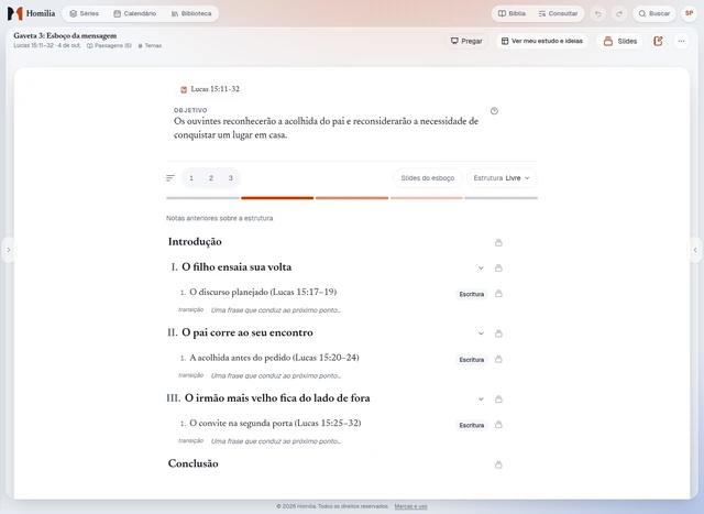 Montando o esboço da mensagem. Defina o objetivo e monte o esboço ponto por ponto.