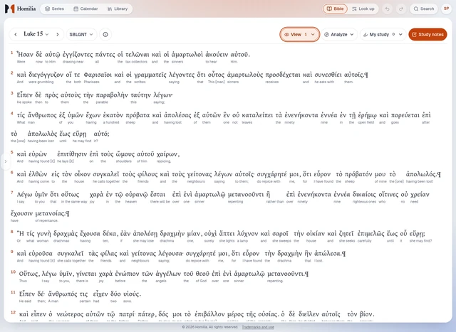 Greek and Hebrew, if you want them. Turn on the original text and glosses when you study. Never required.